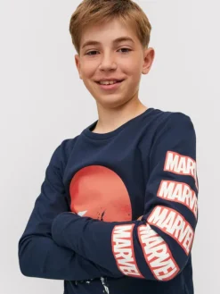 Jack & Jones Junior Bluzka MARVEL 12217803 Granatowy Regular Fit