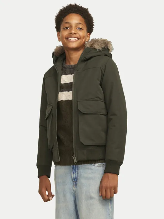 Jack & Jones Junior Kurtka zimowa 12258512 Zielony Regular Fit