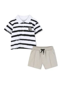 Karl Lagerfeld Kids Komplet polo i spodenki Z31068 M Beżowy Regular Fit