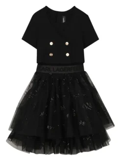 Karl Lagerfeld Kids Sukienka codzienna Z31142 S Czarny Regular Fit