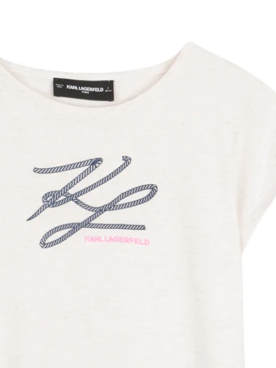 Karl Lagerfeld Kids Sukienka codzienna Z31150 S Biały Regular Fit