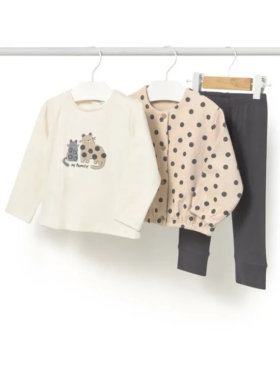 Mayoral Komplet bluza, bluzka i legginsy 2743 Beżowy Regular Fit