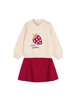 Mayoral Komplet bluza i spódniczka 4932 Beżowy Regular Fit