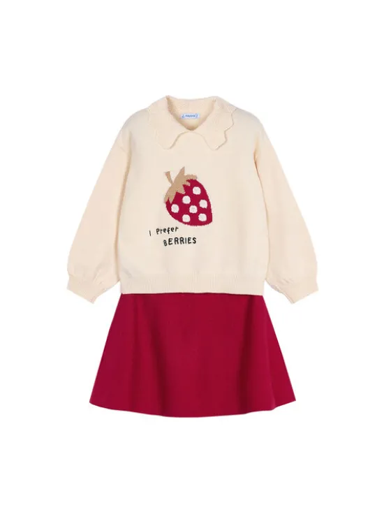Mayoral Komplet bluza i spódniczka 4932 Beżowy Regular Fit