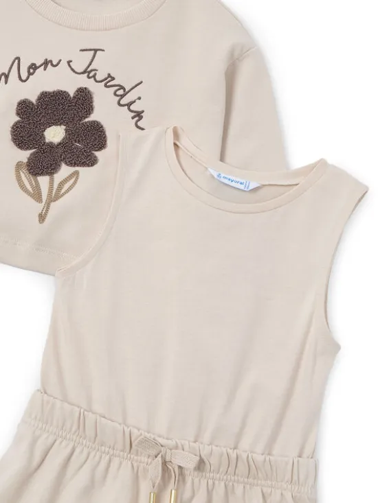 Mayoral Komplet bluza i sukienka 4927 Beżowy Regular Fit