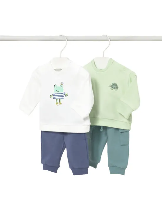 Mayoral Komplet 2 par spodni dresowych i 2 bluz 1628 Zielony Regular Fit