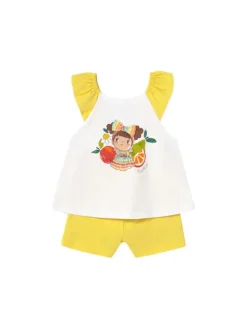 Mayoral Komplet top i spodenki 1234 Żółty Regular Fit
