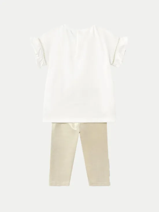 Mayoral Komplet t-shirt i legginsy 1734 Beżowy Regular Fit