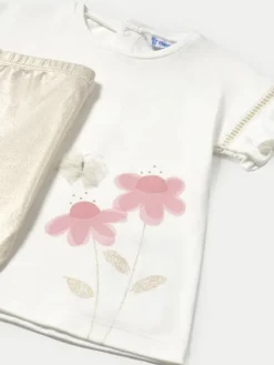 Mayoral Komplet t-shirt i legginsy 1734 Beżowy Regular Fit