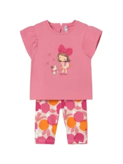 Mayoral Komplet t-shirt i legginsy 1751 Różowy Regular Fit