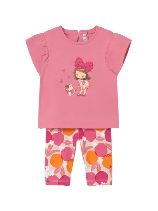Mayoral Komplet t-shirt i legginsy 1751 Różowy Regular Fit