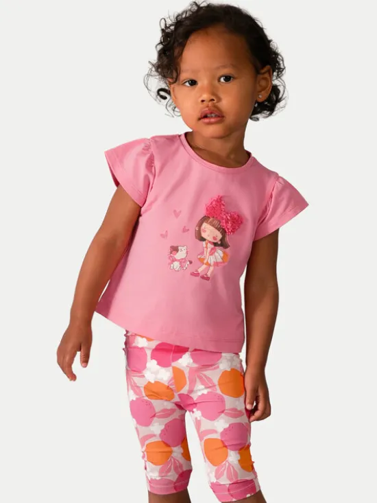 Mayoral Komplet t-shirt i legginsy 1751 Różowy Regular Fit