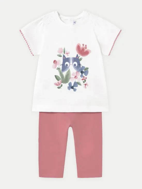 Mayoral Komplet t-shirt i legginsy 1736 Różowy Regular Fit