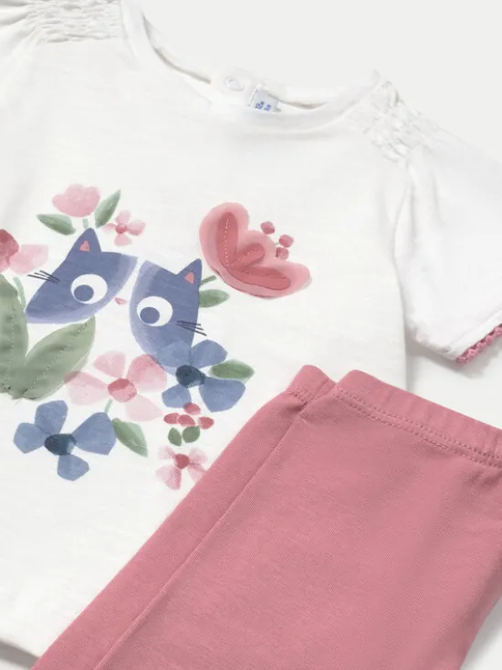 Mayoral Komplet t-shirt i legginsy 1736 Różowy Regular Fit