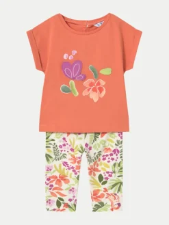 Mayoral Komplet t-shirt i legginsy 1738 Pomarańczowy Regular Fit