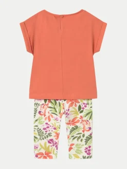 Mayoral Komplet t-shirt i legginsy 1738 Pomarańczowy Regular Fit