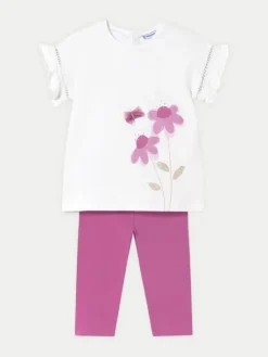 Mayoral Komplet t-shirt i legginsy 1734 Różowy Regular Fit