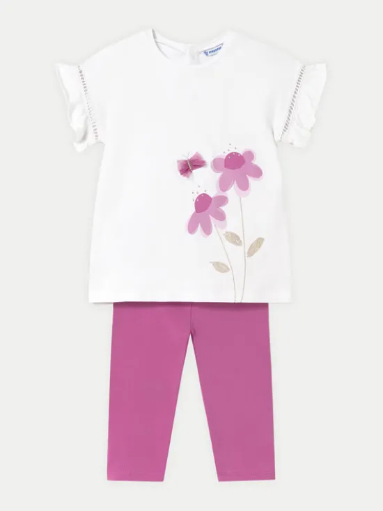 Mayoral Komplet t-shirt i legginsy 1734 Różowy Regular Fit
