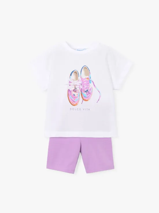 Mayoral Komplet t-shirt i legginsy 3731 Biały Regular Fit