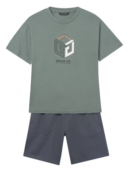 Mayoral Komplet t-shirt i spodenki 6690 Kolorowy Regular Fit