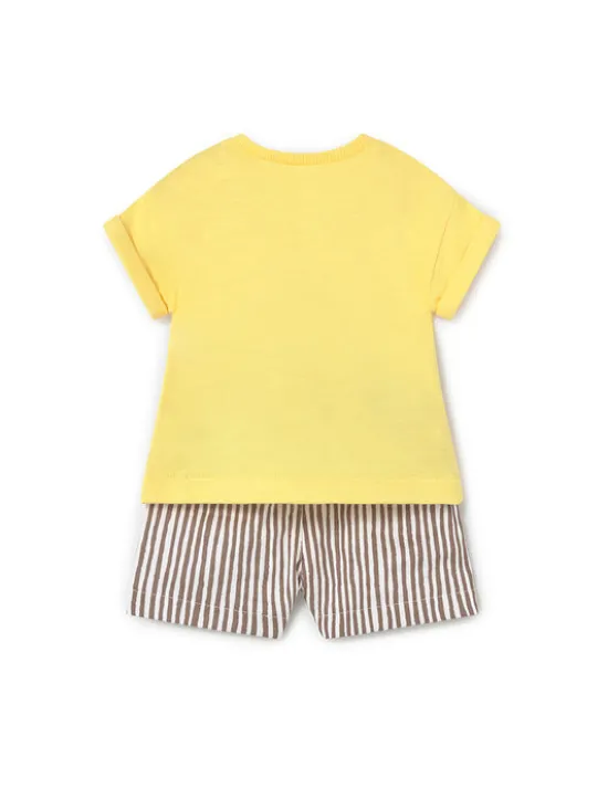 Mayoral Komplet t-shirt i spodenki 1284 Żółty Regular Fit