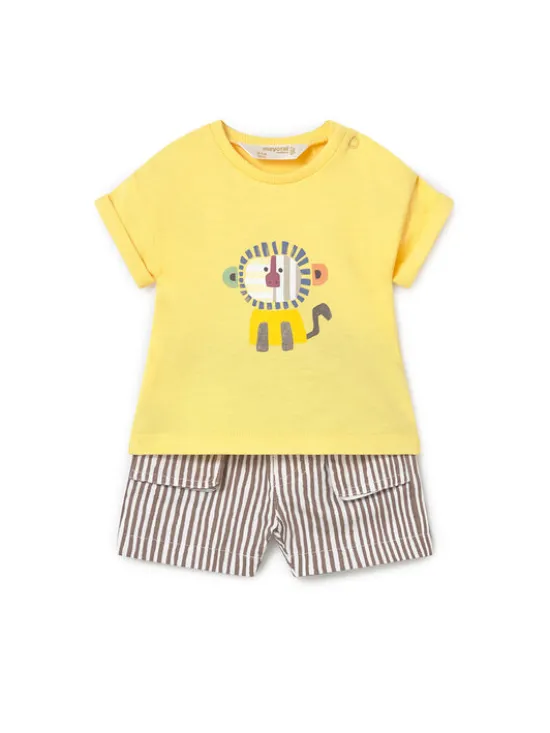 Mayoral Komplet t-shirt i spodenki 1284 Żółty Regular Fit