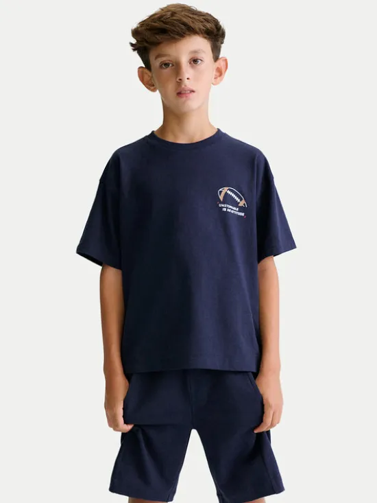 Mayoral Komplet t-shirt i spodenki 6689 Granatowy Regular Fit
