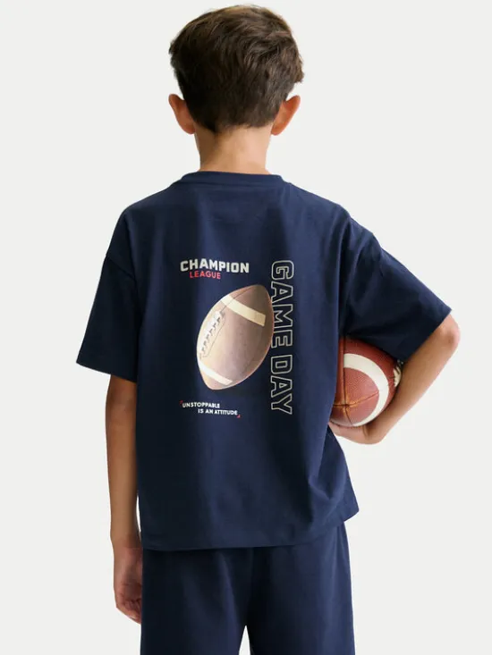 Mayoral Komplet t-shirt i spodenki 6689 Granatowy Regular Fit