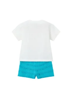 Mayoral Komplet t-shirt i spodenki 3231 Turkusowy Regular Fit