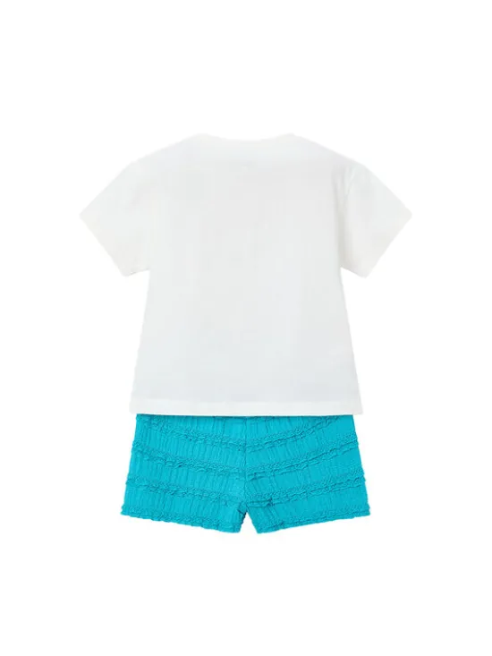 Mayoral Komplet t-shirt i spodenki 3231 Turkusowy Regular Fit