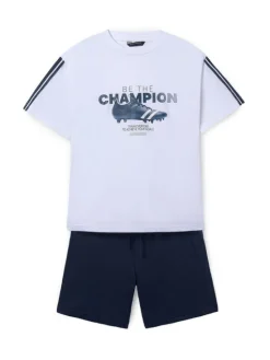 Mayoral Komplet t-shirt i spodenki 6687 Granatowy Regular Fit