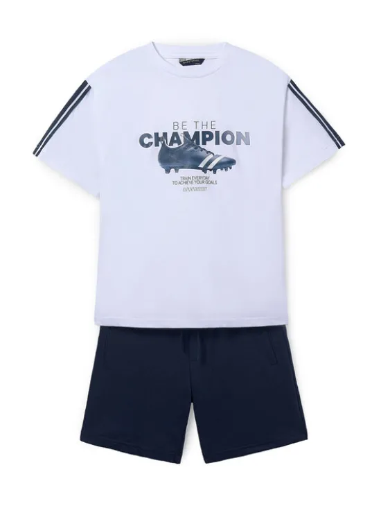 Mayoral Komplet t-shirt i spodenki 6687 Granatowy Regular Fit