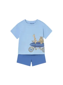 Mayoral Komplet t-shirt i spodenki 1670 Niebieski Regular Fit