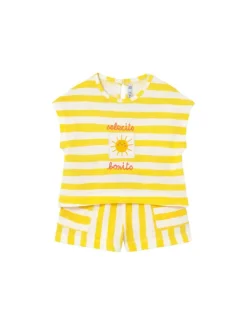 Mayoral Komplet t-shirt i spodenki 1208 Żółty Regular Fit