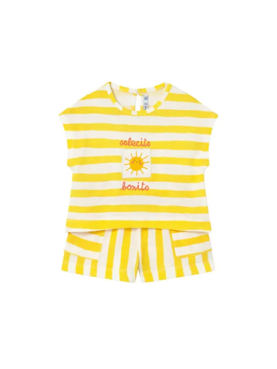 Mayoral Komplet t-shirt i spodenki 1208 Żółty Regular Fit