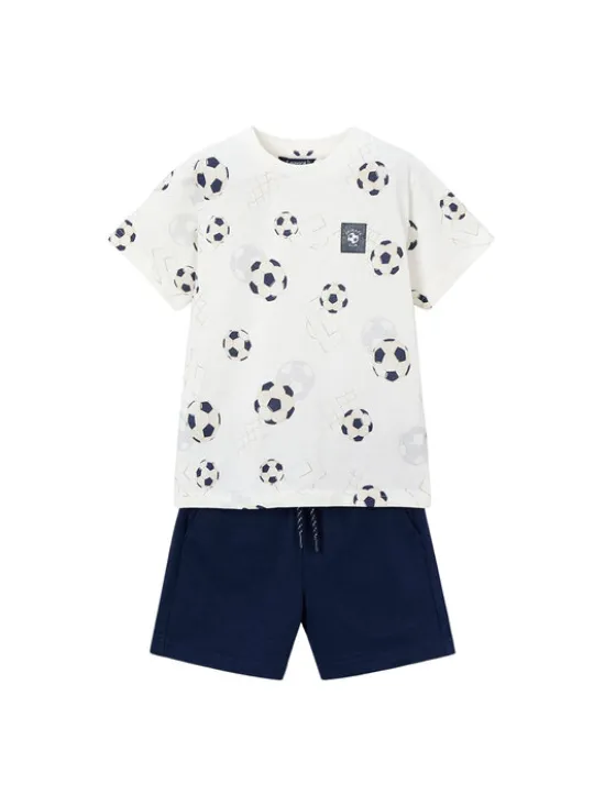 Mayoral Komplet t-shirt i spodenki 3607 Biały Regular Fit