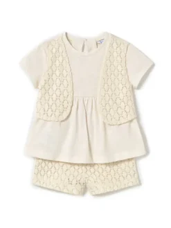 Mayoral Komplet t-shirt i spodenki 1239 Beżowy Regular Fit