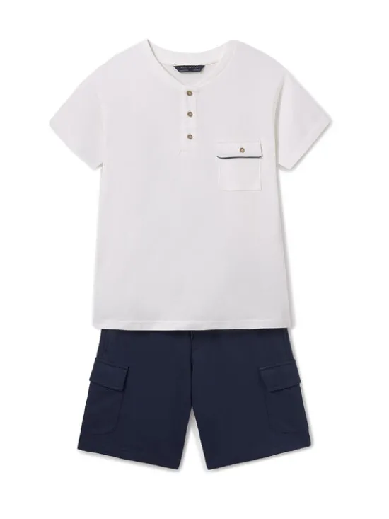 Mayoral Komplet t-shirt i spodenki 6676 Granatowy Regular Fit
