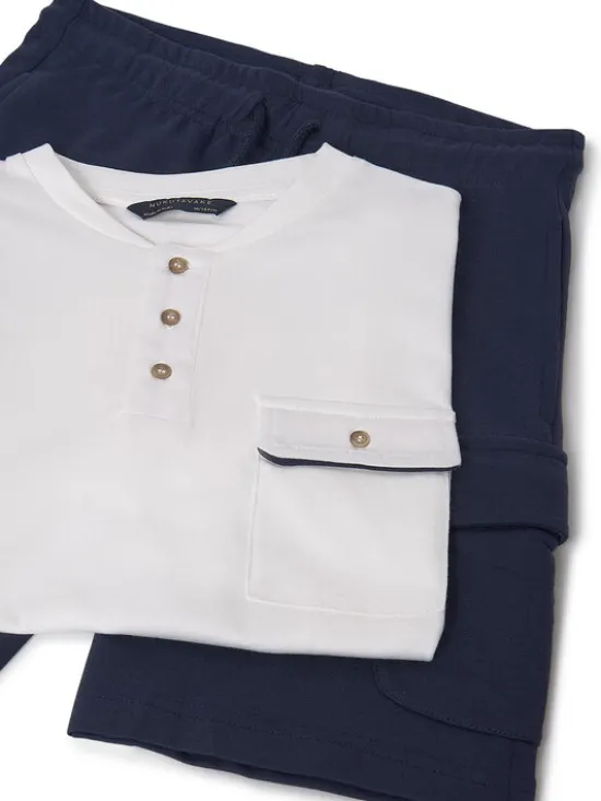 Mayoral Komplet t-shirt i spodenki 6676 Granatowy Regular Fit