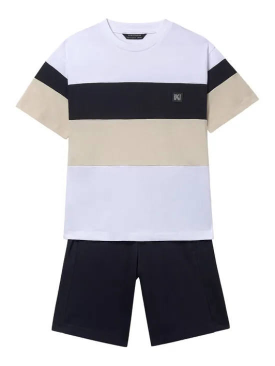 Mayoral Komplet t-shirt i spodenki 6691 Czarny Regular Fit