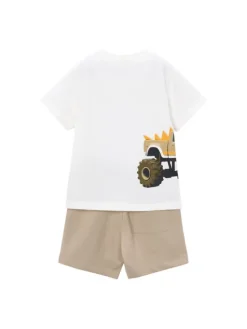 Mayoral Komplet t-shirt i spodenki 3605 Beżowy Regular Fit