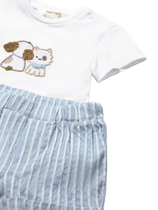 Mayoral Komplet t-shirt i spodenki 1276 Błękitny Regular Fit