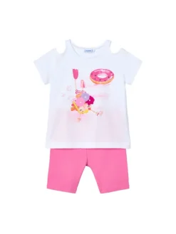 Mayoral Komplet t-shirt i spodenki 3708 Różowy Regular Fit