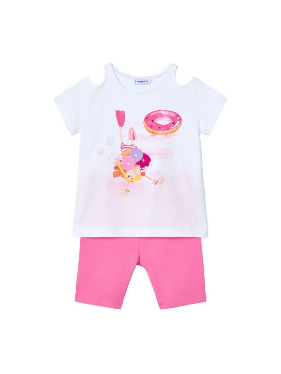 Mayoral Komplet t-shirt i spodenki 3708 Różowy Regular Fit