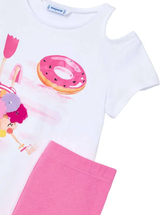 Mayoral Komplet t-shirt i spodenki 3708 Różowy Regular Fit