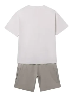Mayoral Komplet t-shirt i spodenki 6686 Beżowy Regular Fit