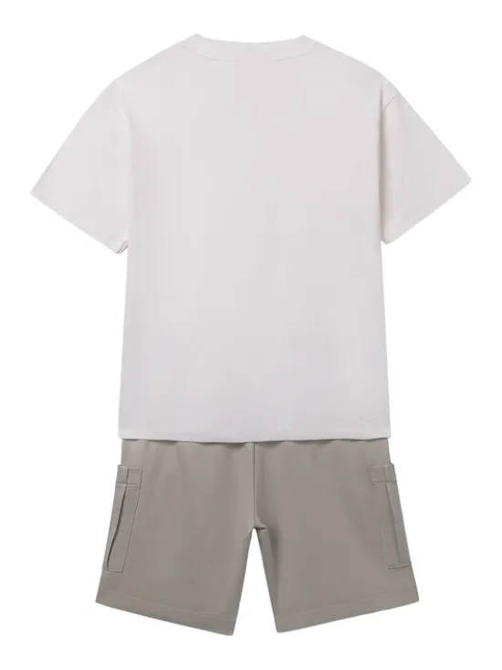 Mayoral Komplet t-shirt i spodenki 6686 Beżowy Regular Fit