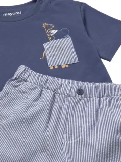 Mayoral Komplet t-shirt i spodenki 1228 Granatowy Regular Fit