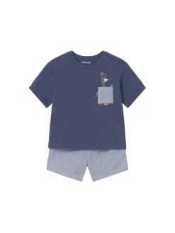 Mayoral Komplet t-shirt i spodenki 1228 Granatowy Regular Fit