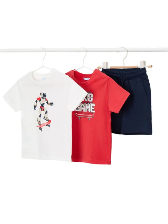 Mayoral Komplet 2 t-shirtów i spodenek 3604 Kolorowy Regular Fit